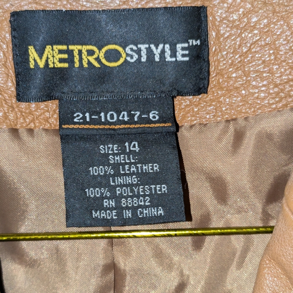 Metrostyle Brown Leather Blazer Vintage - Picture 5 of 7
